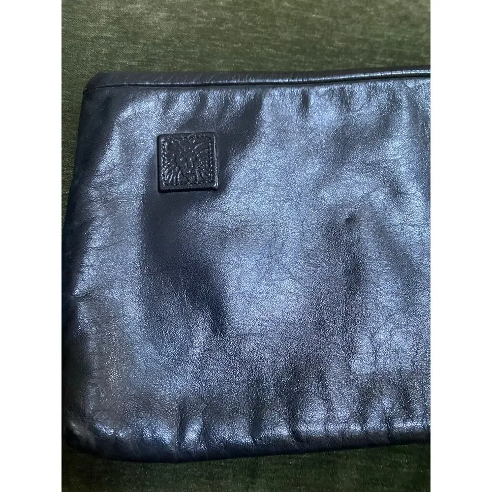Vintage 1980s Anne‎ Klein for Calderon Lion Head Clutch Purse Black